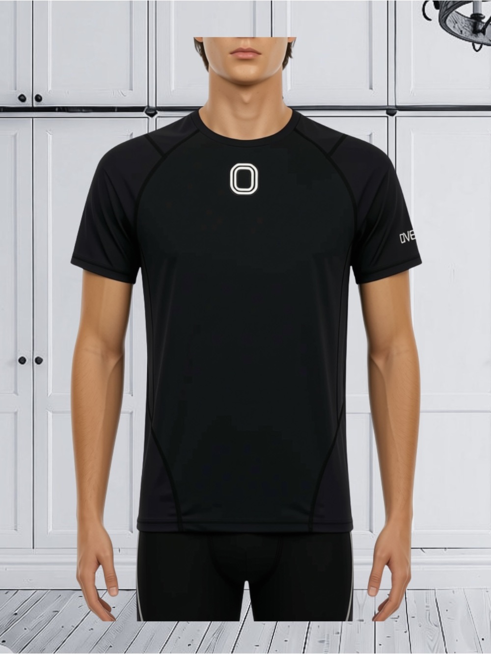Black Short-Sleeve Performance Tee with O Logo - Kids